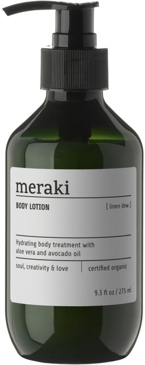 Bodylotion Meraki Linen Dew økologisk Med Kakaosmør   Avocadoolie Sort Flaske H16