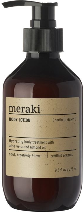 Bodylotion Meraki Northern Dawn økologisk Hudlotion Med Mandelolie   Kakaosmør Cosmos Organic Duft Appelsin   Cedertræ Sort Flaske ø6