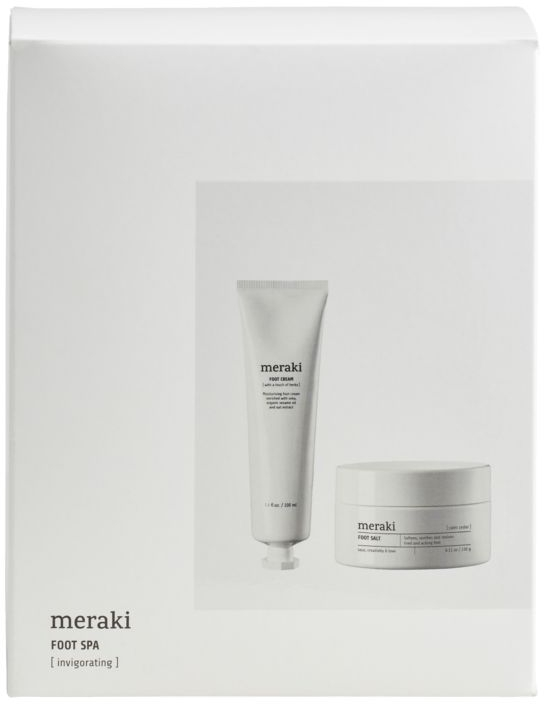Gaveæske Fodpleje Meraki Foot Spa Med Fodsalt   Fodcreme Eukalyptus Mynte   Lime