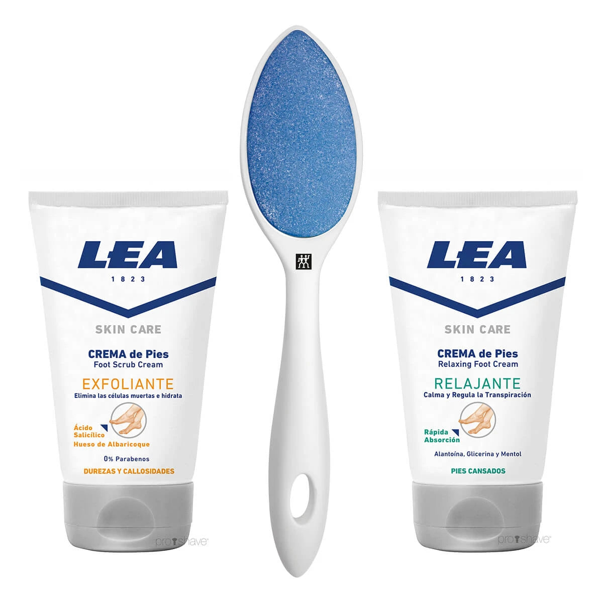 Lea Classic Fodplejesæt Med Keramisk Fodfil Hvid Eksfolierende Fodscrub Fodcreme