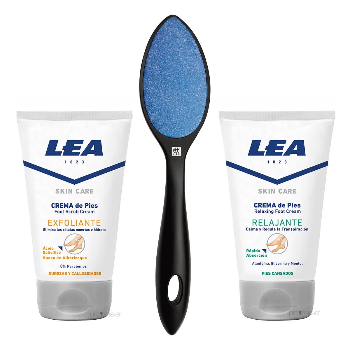 Lea Classic Fodplejesæt Med Keramisk Fodfil Sort Eksfolierende Fodscrub Fodcreme
