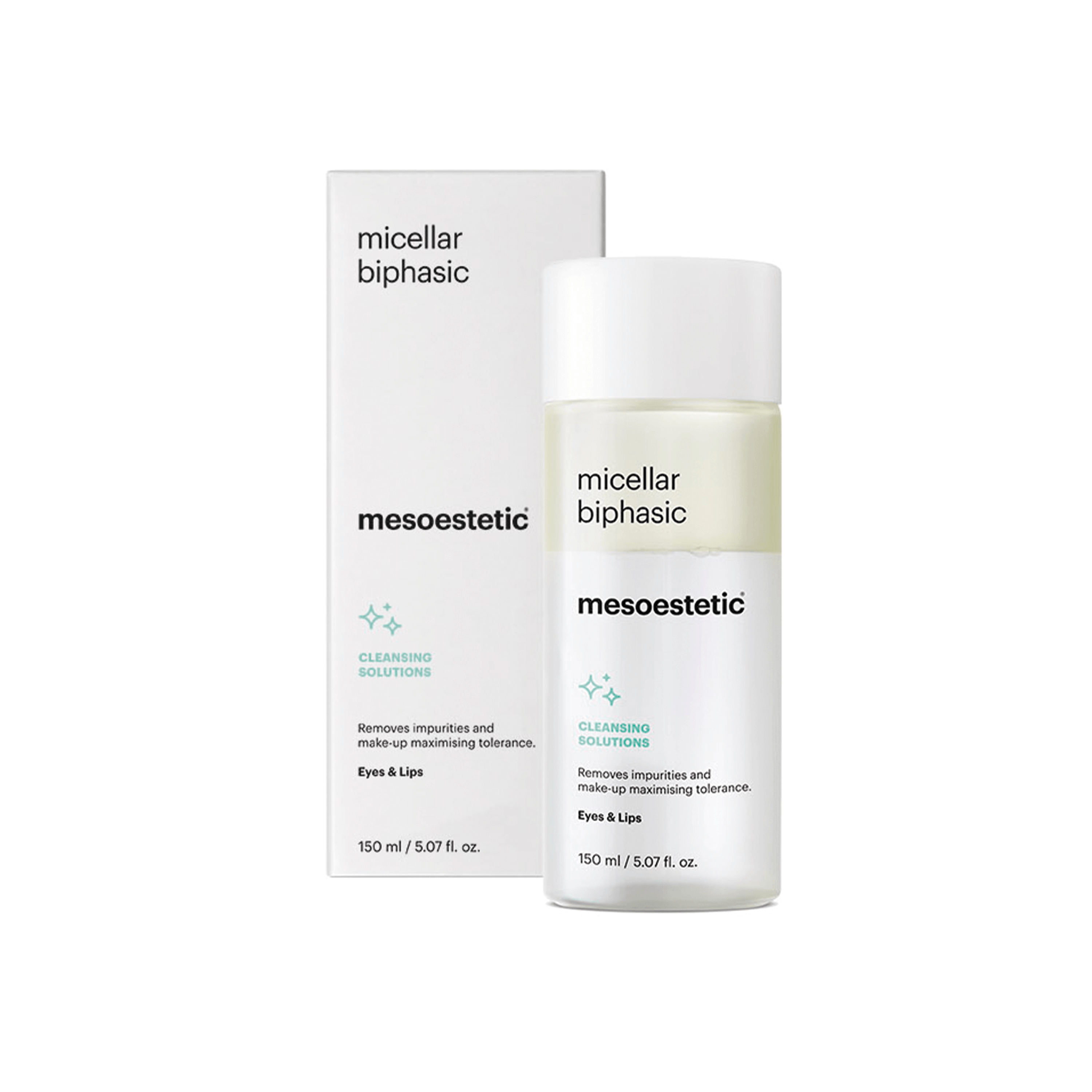 Mesoestetic Micellar Biphasic Bifasisk Makeupfjerner 150 Ansigtsvask Ansigtsrens Til Makeup Fjerner Skånsomt Snavs Vandfast Makeup